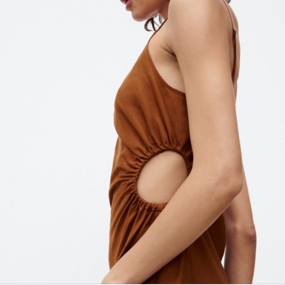 Zara One Shoulder Brown Dress